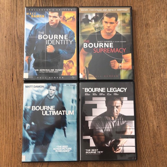 Matt Damon Bourne 4-Movie DVD Bundle - Identity Supremacy Ultimatum & Legacy - Picture 1 of 2